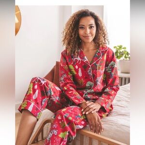 Printfresh Antelope's Forest Long Sleep Set - Ruby in large pajamas